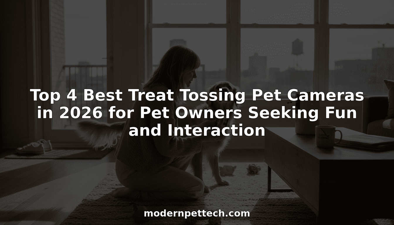 Pet owner plays with dog using treat tossing camera